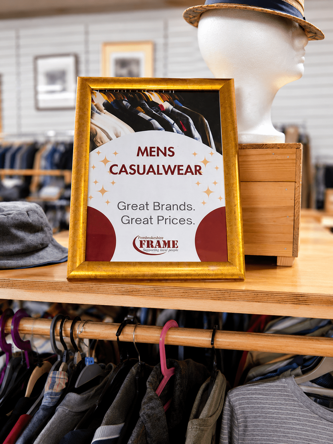 Clothing rail at FRAME Pembroke Dock
